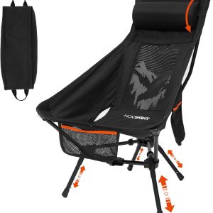 NOVSIGHT Camping Chairs - Folding Portable Camp Chair, High Back Camping Chair with Headrest, Outdoor Comfortable Camping Chair for Adults Hiking Backpacking